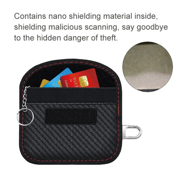 碳纖維 RFID 卡片盒 防輻射車鑰匙訊號屏蔽袋，10.5 x 6.5cm，11.5 x 7.5cm