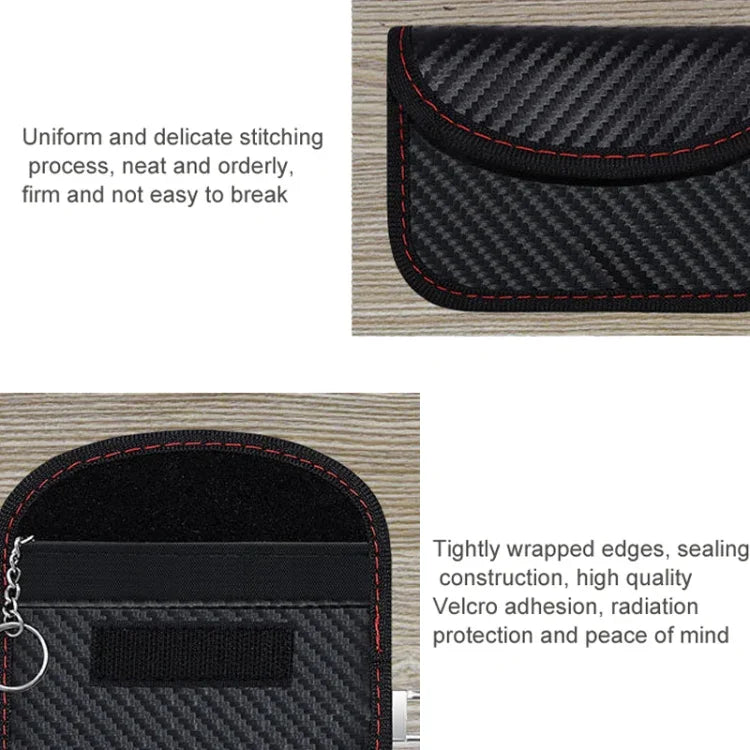 碳纖維 RFID 卡片盒 防輻射車鑰匙訊號屏蔽袋，10.5 x 6.5cm，11.5 x 7.5cm