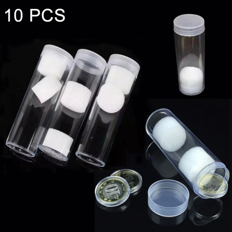 10件25mm螺旋口紀念幣圓筒收納盒，10件25mm