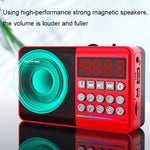 TEMEIYIN LED 數字顯示卡片藍牙收音機 單車晨練便攜播放器，紅色，帶燈紅色