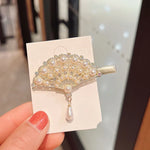 水鑽時尚髮夾女士劉海頭飾，款式：293山茶花，371扇子，380珍珠
