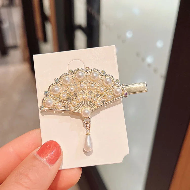 水鑽時尚髮夾女士劉海頭飾，款式：293山茶花，371扇子，380珍珠
