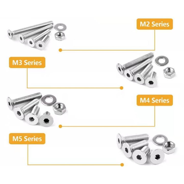 M2/M3/M4/M5 Flat Head Hexagon Socket Screws Gasket Ring Set, 940 PCS/Set