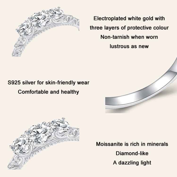 MSR009純銀S925蕾絲白金鍍層莫桑石戒指，6號，7號，8號，9號，10號