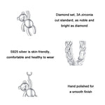 S925純銀熊扭轉白金鍍層動物耳環，BSE729