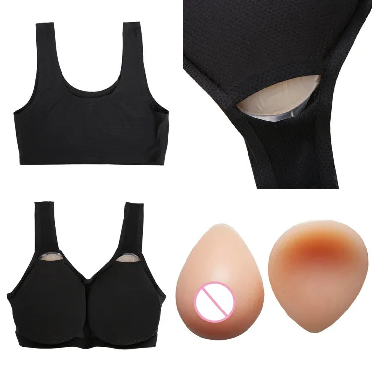 CD變裝矽膠假乳背心內衣，AA+XS 400g，A+S 500g，B+M 600g，C+L 800g，D+XL 1000g，DD+XXL 1200g，E+XXXL 1400g，EE+XXXXL 1600g