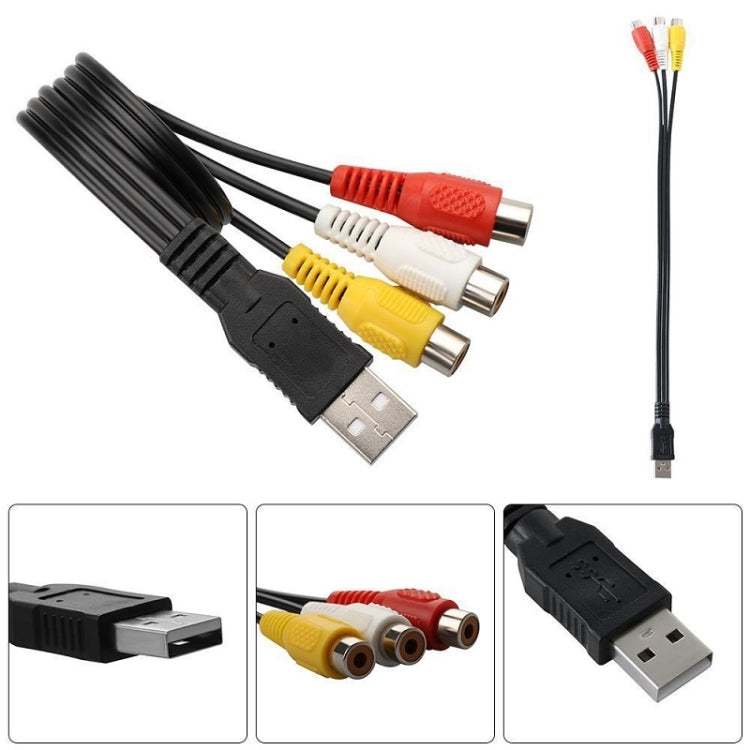 USB 轉 3 RCA 公對母 AV 音頻線，25厘米，1.5米