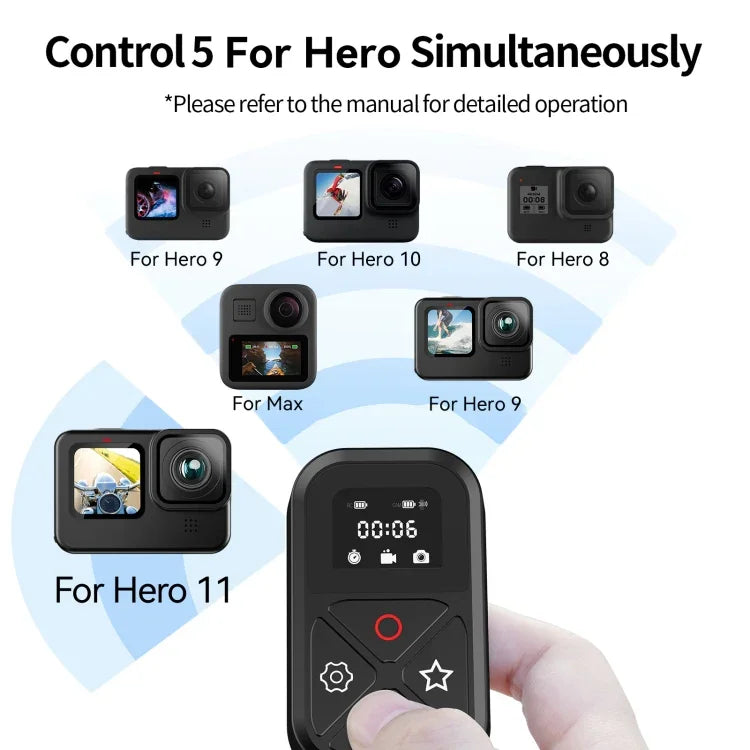 TELESIN T10 80米藍牙遙控器 適用於 GoPro Hero11 Black / HERO10 Black / HERO9 Black / HERO8 Black /Max，適用於 GoPro