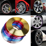 W12 8m/roll Car Universal Reflective Wheel Electroplating Decorative Strip, 1roll Electroplating Gold, 1roll Electroplating Silver, 1roll Electroplating Purple, 1roll Electroplating Red, 1roll Electroplating Blue