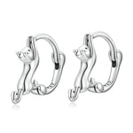 Sterling Silver S925 Diamond Stretch Cat Stretch Earrings, Size:, Small Platinum Plated, Large Platinum Plated, Large Gold Plated, Large Black Gold Plated, Large Rose Gold Plated