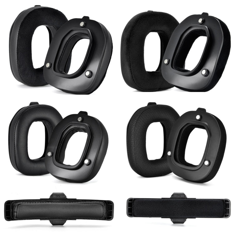 適用於 Logitech Astro A50 第四代耳機替換配件，規格：2 件蛋白皮耳罩，2 件皮革+絨毛耳罩，2 件足球網狀耳罩，2 件絨毛耳罩，1 件蛋白皮頭梁，1 件絨毛頭梁