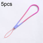 5pcs Silicone Cell Phone Lanyard Watercolor Woven Pattern Fan U Disk Strap, Spring Sakura, Winter Snow, Slurry, Green, Autumn Leaf Yellow, Purple Red