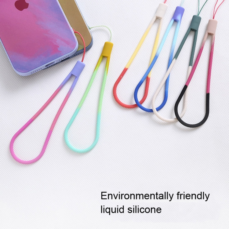 5pcs Silicone Cell Phone Lanyard Watercolor Woven Pattern Fan U Disk Strap, Spring Sakura, Winter Snow, Slurry, Green, Autumn Leaf Yellow, Purple Red