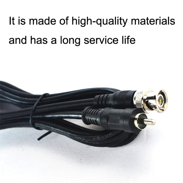 BNC 公頭轉 RCA 公頭連接線 銅製高清視頻同軸監控線，長度：1米，1.5米，2米，3米，5米