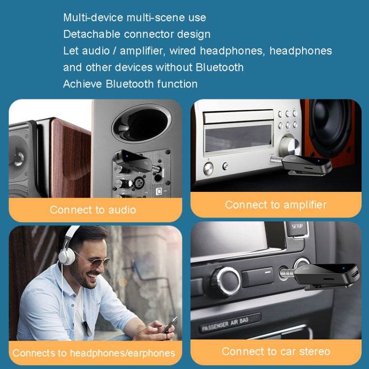 Y2 HiFi 藍牙 5.3 音頻接收器 領夾式 3.5mm 音頻通話轉換器 支援 TF 卡播放，Y2