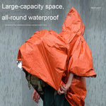 戶外騎行加厚反光防風多功能雨衣，130 x 100 公分（橘色）