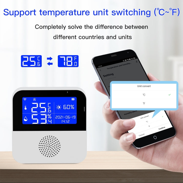 Tuya WIFI 溫濕度感測器，帶 2.9 吋 LCD 顯示，規格：僅感測器，帶感測線