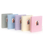 3英寸208口袋棉麻相冊照片卡片收納袋，卡其色，紫色，灰色，粉色，藍色