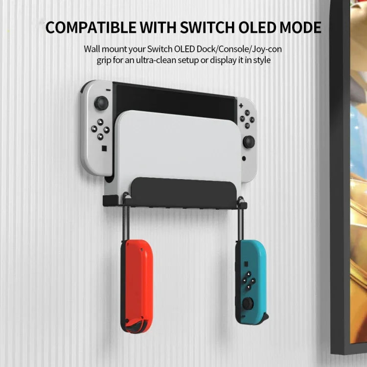 適用於 Switch OLED 遊戲主機 JYS 壁掛支架，鐵黑色