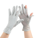 1pair Summer Sunscreen Breathable Thin Anti-ultraviolet Finger Fishing Ice Silk Gloves, Free Size