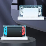 035 適用於 Nintendo Switch/OLED 遊戲主機顯示發光底座防塵蓋，規格：光底座，透明，白標，黑標，手柄，噴射戰士，貴族，耿鬼