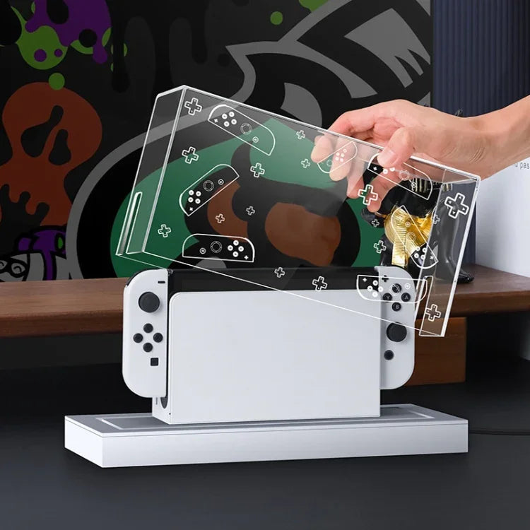035 適用於 Nintendo Switch/OLED 遊戲主機顯示發光底座防塵蓋，規格：光底座，透明，白標，黑標，手柄，噴射戰士，貴族，耿鬼