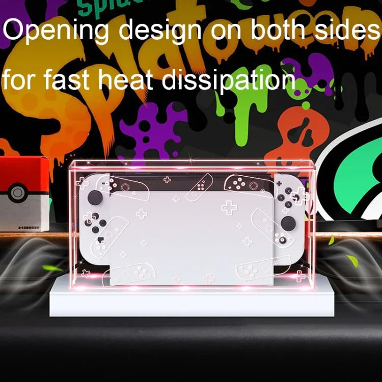 035 適用於 Nintendo Switch/OLED 遊戲主機顯示發光底座防塵蓋，規格：光底座，透明，白標，黑標，手柄，噴射戰士，貴族，耿鬼