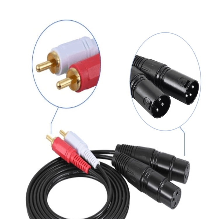 2RCA 轉 2XLR 喇叭卡農音頻平衡線，長度：0.5m、1m、1.5m、3m