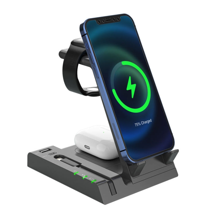 Z252 6 合 1 無線充電座，含 USB-C/Type-C 埠及 8 針充電線