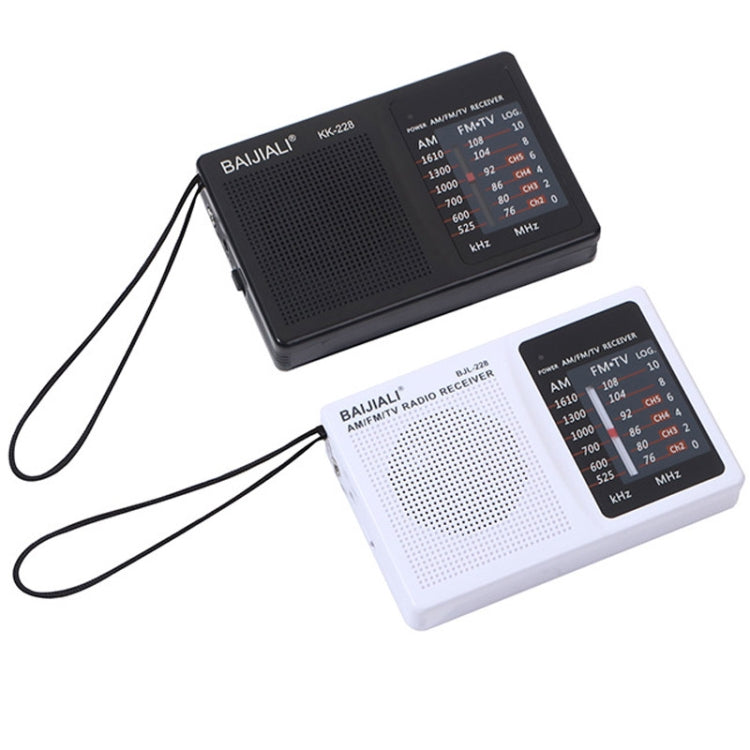 BAIJIALI BJL228 復古便攜雙波段 FM AM 收音機內建喇叭，BJL228 白色，BJL228 黑色