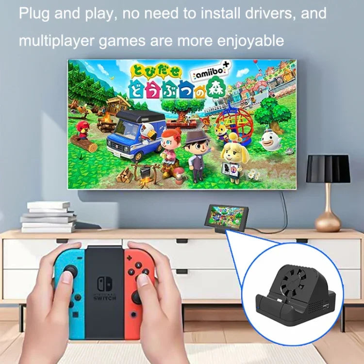 適用於 Nintendo Switch / Switch OLED SW300 HDMI 視頻投射轉換器散熱風扇底座充電器，散熱風扇底座充電器
