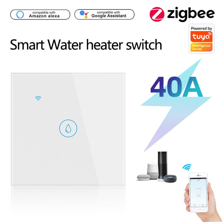 Tuya ZigBee 40A 智能大功率熱水器燈光空調開關 時間語音遙控，ZigBee 40A 白色，ZigBee 40A 黑色