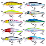 HENGJIA MI160 8.8cm 9g 漂浮水面小魚假餌，1、2、3、4、5、6、7、8、9、10，10色，10色盒裝