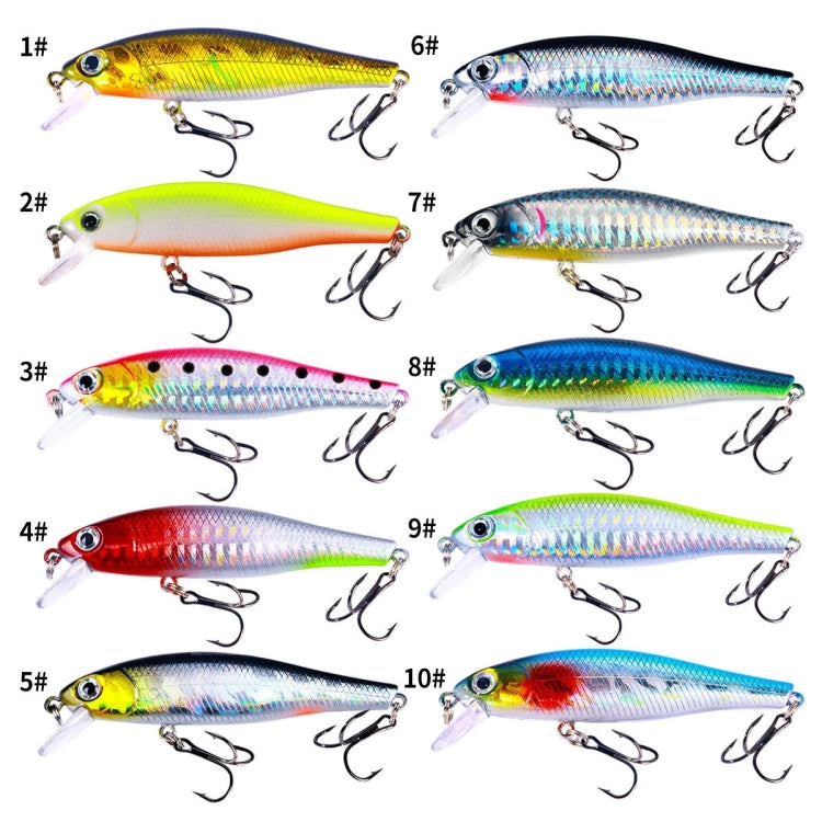 HENGJIA MI160 8.8cm 9g 漂浮水面小魚假餌，1、2、3、4、5、6、7、8、9、10，10色，10色盒裝