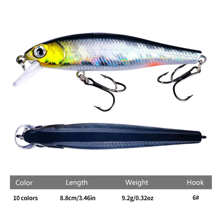 HENGJIA MI160 8.8cm 9g 漂浮水面小魚假餌，1、2、3、4、5、6、7、8、9、10，10色，10色盒裝