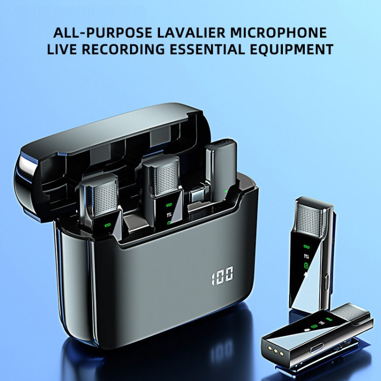 數位顯示無線領夾式麥克風附充電倉，規格：S16-S 一對二 黑色 USB-C/Type-C 介面，S16-S 一對二 黑色 8針介面