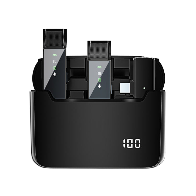 數位顯示無線領夾式麥克風附充電倉，規格：S16-S 一對二 黑色 USB-C/Type-C 介面，S16-S 一對二 黑色 8針介面