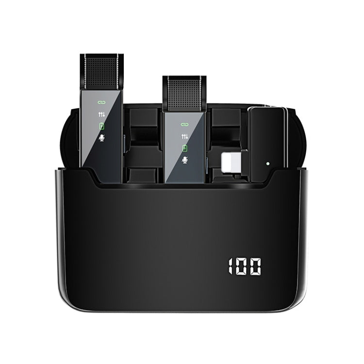 數位顯示無線領夾式麥克風附充電倉，規格：S16-S 一對二 黑色 USB-C/Type-C 介面，S16-S 一對二 黑色 8針介面