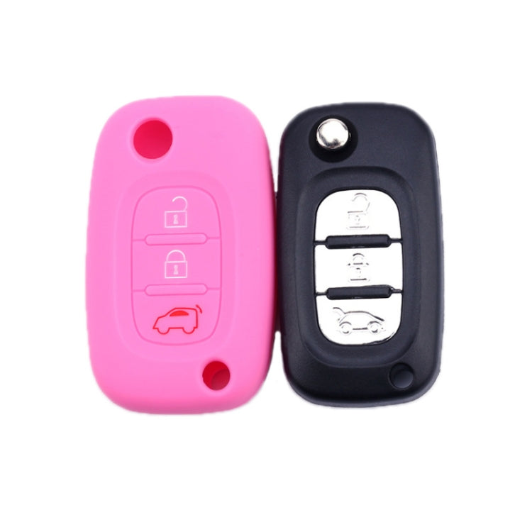 For Mercedes-Benz Smart Folding 2pcs 3 Button Silicone Key Case, Rose Red, Pink, Orange, Yellow, Apple Green, Sea Blue, Light Blue, Purple, White Gray, Black