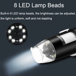 A8 50X-1000X USB 軟管支架數位顯微鏡 LED 燈手持便攜顯微鏡，A8 50X-1000X