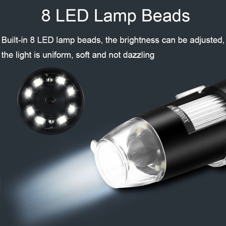 A8 50X-1000X USB 軟管支架數位顯微鏡 LED 燈手持便攜顯微鏡，A8 50X-1000X