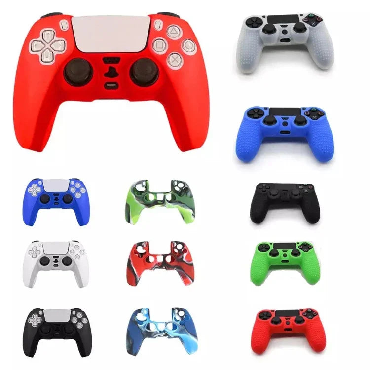 適用於 PS5 控制器矽膠保護套，白色、黑色、迷彩藍、迷彩紅、迷彩綠
