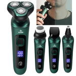智能電動剃鬚刀 LCD 數字顯示三頭 USB 充電浮動剃鬚刀，標準版，3 合 1，4 合 1