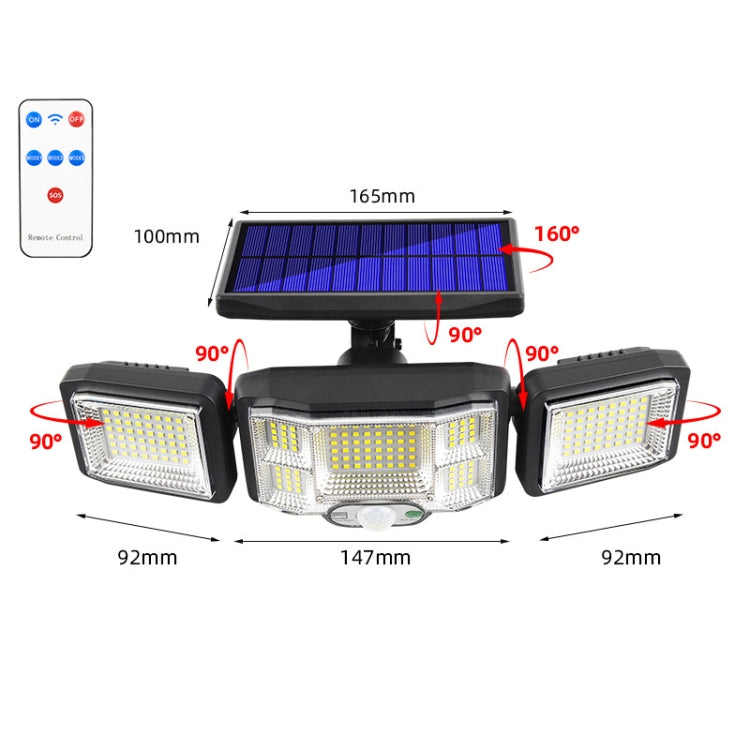 遙控太陽能壁燈 LED 三重旋轉感應泛光燈，192LED 一體式，192COB 一體式，192LED 分體式，192COB 分體式