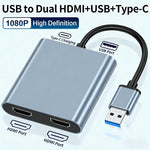 USB 3.0 轉雙 HDMI、USB、USB-C / Type-C 高清轉換器 4K USB 同屏擴展器，USB 3.0 轉雙 HDMI