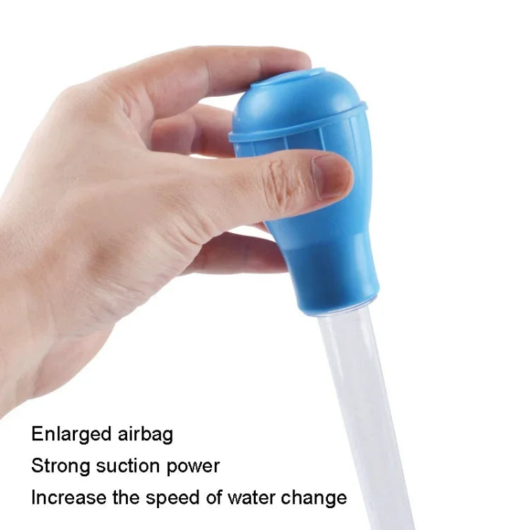小型魚缸換水吸便器手動迷你吸管，藍色，綠色