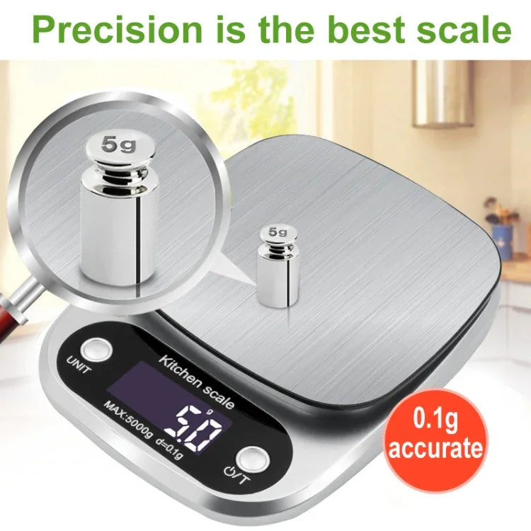 小型多功能廚房高精度電子秤LCD數字顯示食物秤，3kg/ 0.1g，5kg/ 0.1g，10kg/ 1g