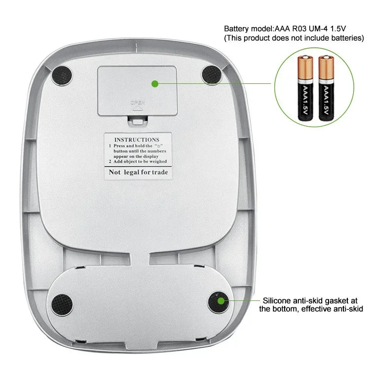 小型多功能廚房高精度電子秤LCD數字顯示食物秤，3kg/ 0.1g，5kg/ 0.1g，10kg/ 1g