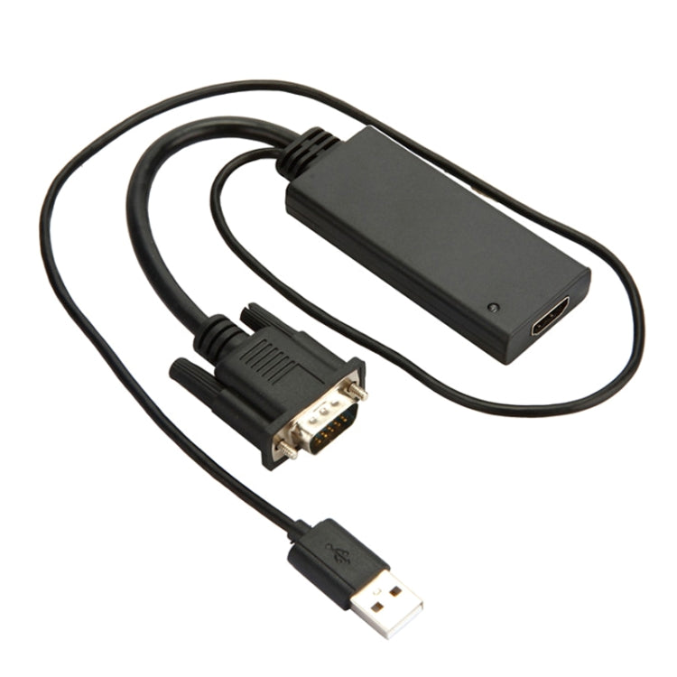 HD55Y VGA 轉 HDMI 轉接線 VGA+USB 轉 1080P 轉換器，帶電源，VGA+USB 轉 HDMI