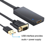 HD55Y VGA 轉 HDMI 轉接線 VGA+USB 轉 1080P 轉換器，帶電源，VGA+USB 轉 HDMI